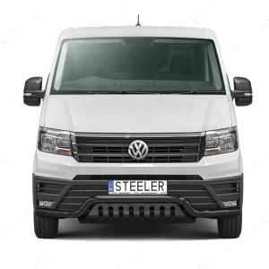 VW Crafter 2017- Black Front Spoiler Bar with Axle Plate