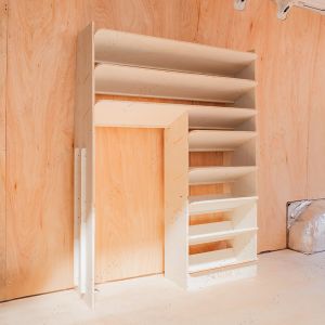 Side van angle view of the VW Crafter 2017- Front Toolbox Shelving and Trolley Van Racking