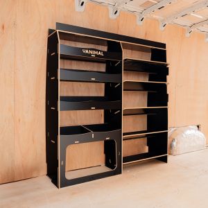 Side van view of the VW Crafter 2017- Hexaboard Front Ulti-Rack Van Racking V2