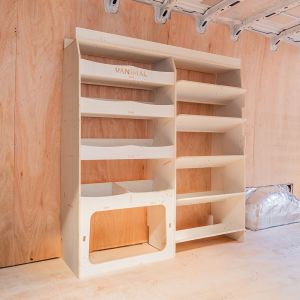 Side van angle view of the VW Crafter 2017- Front Ulti-Rack Van Racking V2