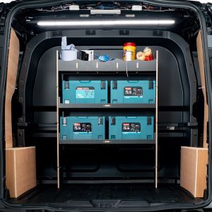 Ford Transit Custom 2023- Crew Cab Hexaboard Bulkhead Van Racking MakPac/Toolbox