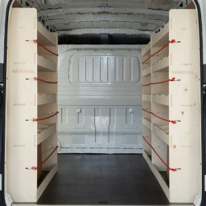 Rear van view of the Maxus Deliver 9 2020- LWB Double Rear Racking and Front Racking (Triple Pack)