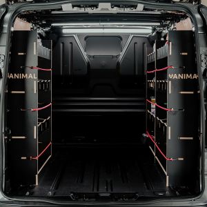 Rear van view of the Citroen Dispatch 2016- SWB Hexaboard Triple Racking System (Multi-Compartment)