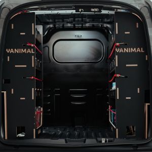 Rear van view of the Transit Courier 2024- Hexaboard NS Rear and XL OS/Driver Side Van Racking (Pair)
