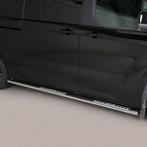 Ford Transit Custom 2023- LWB Polished Side Bars with Side Steps