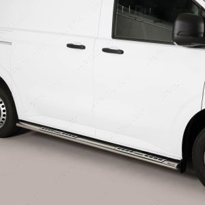 Ford Transit Custom 2023- SWB Polished Side Bars with Side Steps