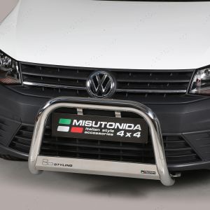 Close-up view of the VW Caddy 2015-2020 Polished Front A-Bar