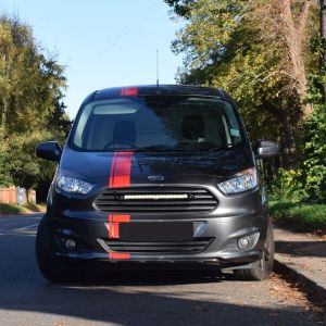 Front view of the Ford Transit Courier (2014-2018) Lazer Lamps Linear-18 Elite LED Light Bar Integration Kit