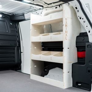 Rear van side angle view of the VW ID Buzz Cargo OS Rear Multi-Compartment Van Racking