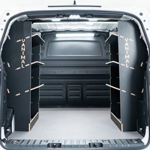 Rear van view of the VW ID Buzz Cargo Double Rear Toolbox Shelving Hexaboard Van Racking