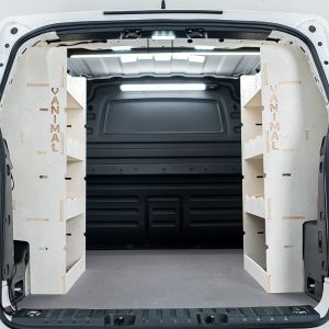 Rear van view of the Proace City Long Double Rear Multi-Compartment Van Racking
