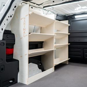 Rear van view of the VW ID Buzz Cargo NS Van Racking: Front and Rear Toolbox Shelving