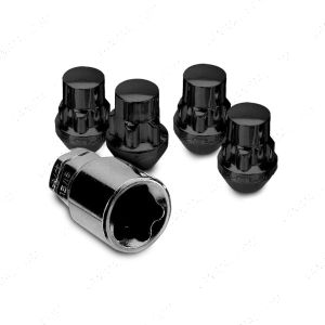 14mm X 1.5mm Set of 4 Long Black Locking Wheel Nuts
