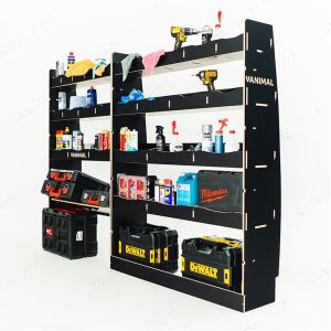 MAN TGE 2017- MWB Hexaboard Driver Side Ply Racking with Toolbox Shelf