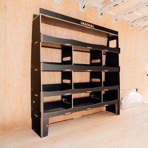 Side van angle view of the MAN TGE 2017- Hexaboard Front Ulti-Rack Van Racking