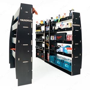 Nissan Interstar 2025 L3 hexaboard racking system with toolbox shelves, middle infill and dual rear modules