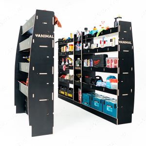 Nissan Interstar 2025 L3 hexaboard racking system with front shelving, middle infill and dual rear modules