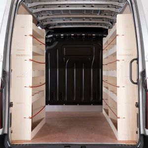 Rear van view of Renault Master 2010-2024 MWB L2 Double Rear and Front Racking (Triple Pack)