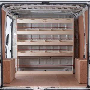 Front view of Vauxhall Movano 2022- Full-Width Bulkhead Racking
