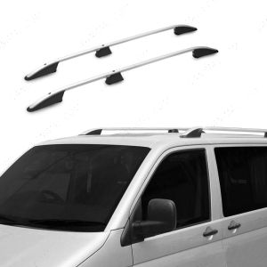 VW Transporter T5 T5.1 T6 T6.1 SWB Silver Alloy Roof Rails V2