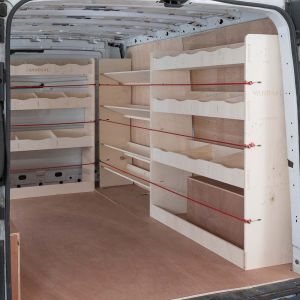 Renault Trafic LWB L2 2001-2014 Full Driver Side Racking with Toolbox plus Bulkhead (Triple Pack) NS View