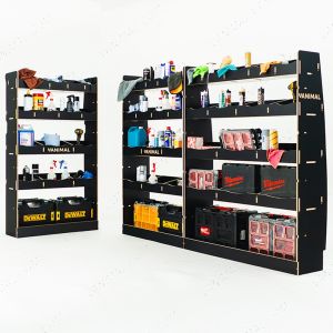 Nissan Interstar 2025 hexaboard triple racking system with bulkhead, OS front and OS rear 15‑compartment modules