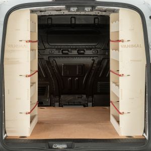 Rear van view of the Ford Transit Connect 2014-2024 LWB OS and NS Rear Racking (Pair)