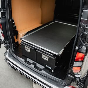 Rear van side angle view of the ProTop Deep Twin Drawer with Sliding Floor