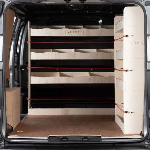 Rear van view of Peugeot Expert LWB L2 2016- OS Rear and Bulkhead Racking and Shelving Units