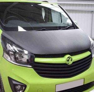 Close-up view of the Vauxhall Vivaro B 2014-2019 Bonnet Bra 