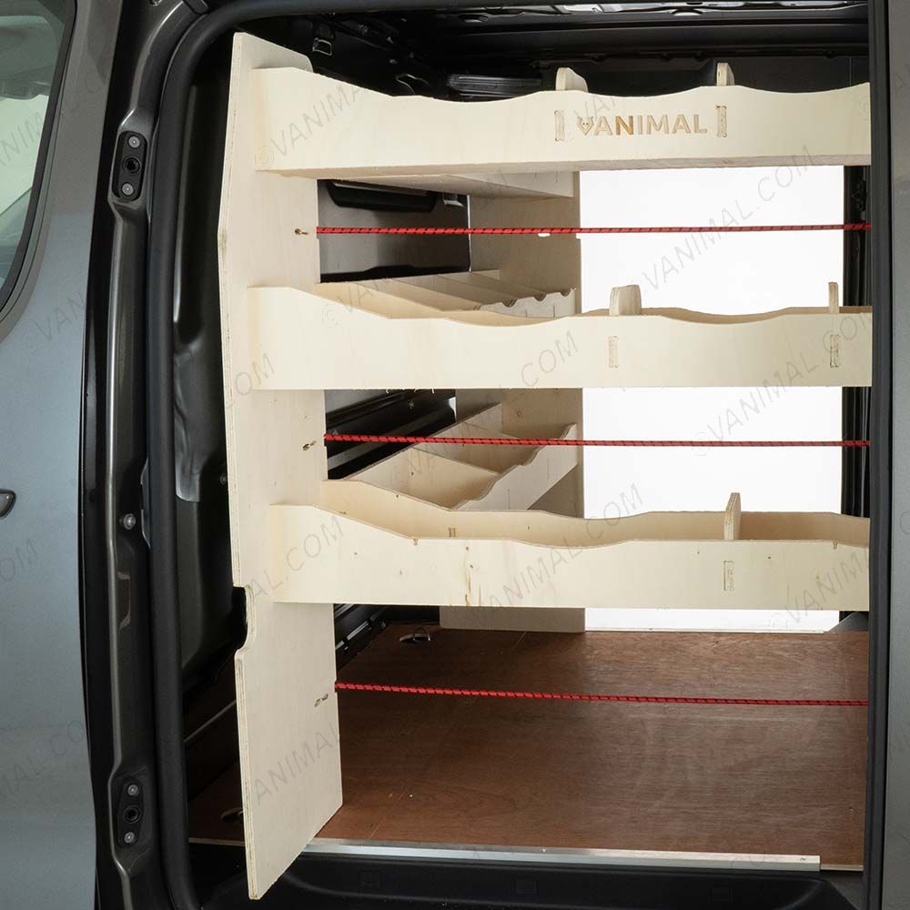 Fiat Scudo LWB L2 2022- OS Rear Racking and Bulkhead/Front LH L-Rack - Outside L H side of van - R H Side door open
