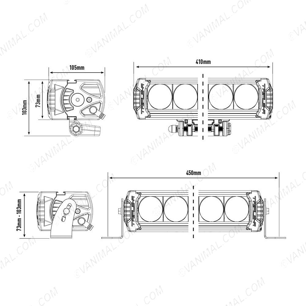 Lazer Lamps Triple-R 750 Elite LED Light Dimensions