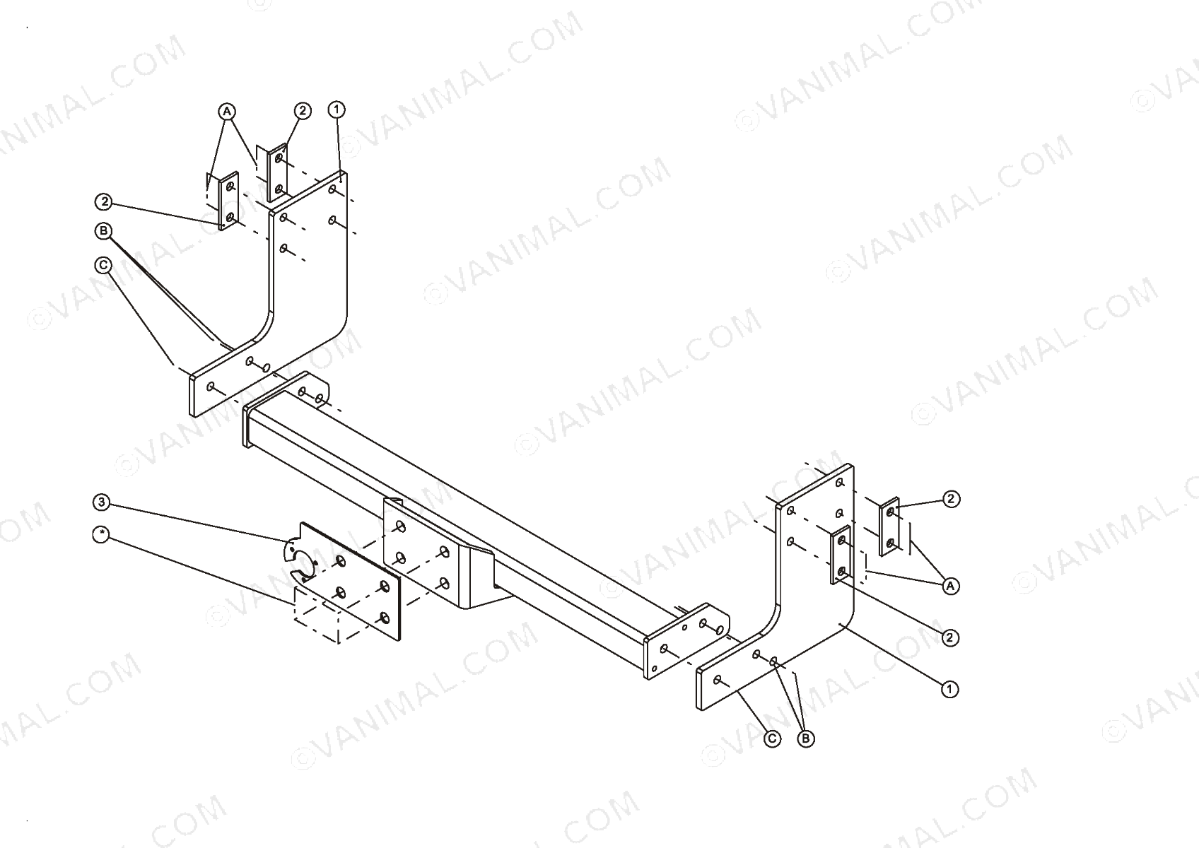 Mercedes Sprinter W907 RWD without Step but with Parking Aid, Single Wheel M/L/XL, Twin Wheel L/XL models 2006-18 Flange Towbar 1578
