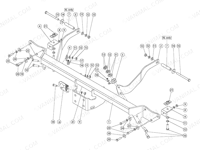 Fiat Ducato IV Van 2006- Flange Towbar Diagram
