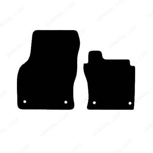 VW Caddy 2021- Velour Carpet Front Floor Mat (Welded Diamond Heel Pad – 2 Piece, Black)