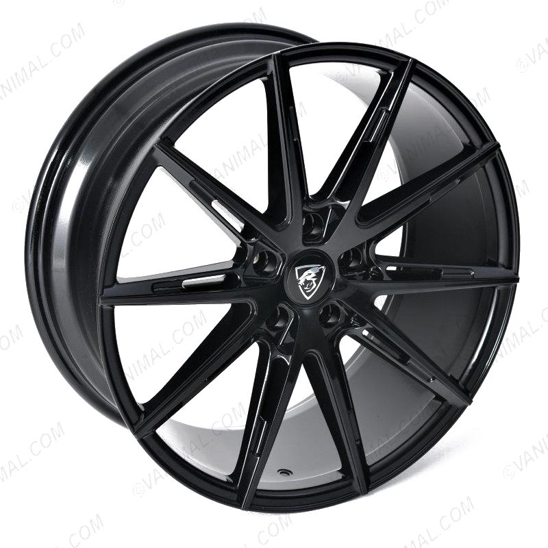 Close-up view of the 20x8.5 Cades Chronos Jet Black Alloy Wheel