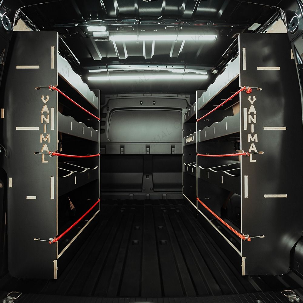 Nissan Townstar 2022 L2 triple van racking system in black hexaboard finish
