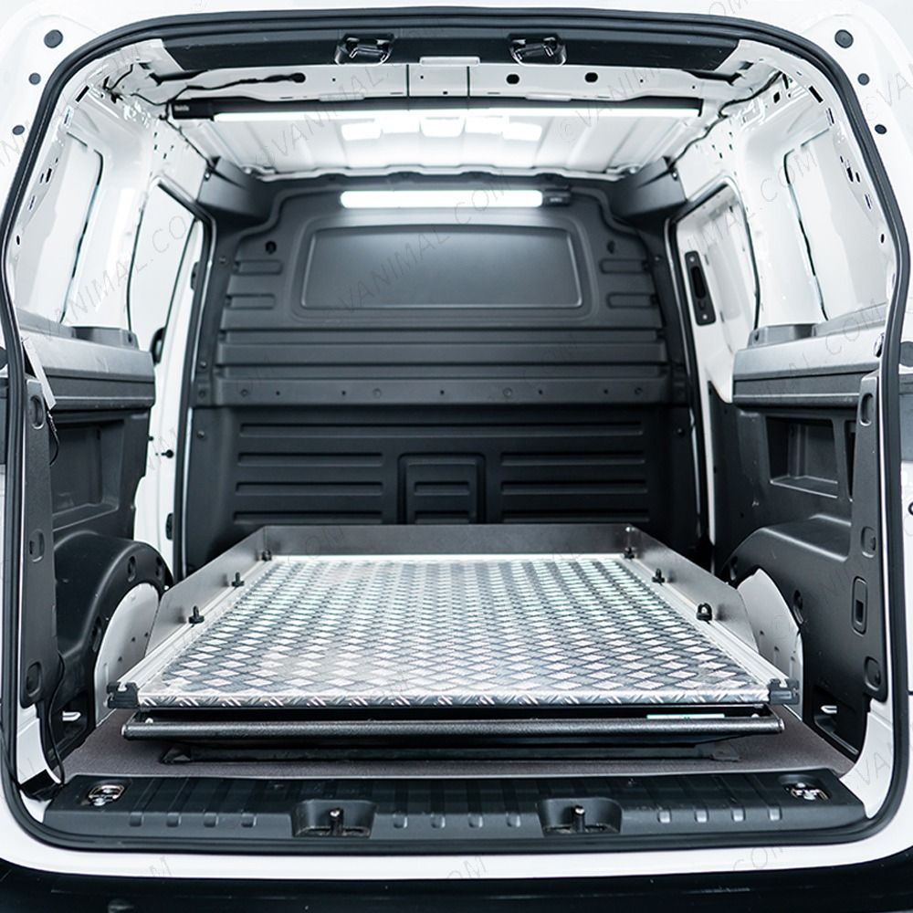 Rear van view of the VW ID Buzz Cargo ProTop Heavy Duty Sliding Deck