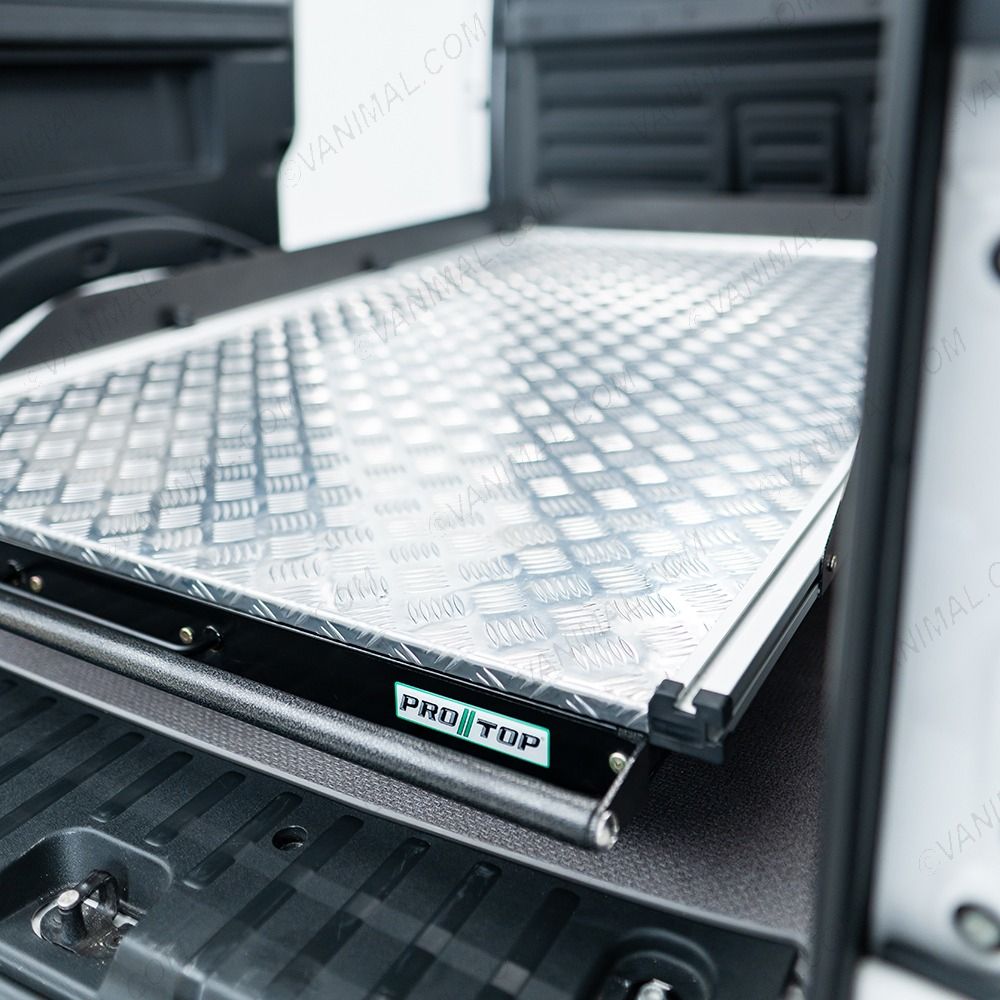 Close-up view of the VW ID Buzz Cargo ProTop Heavy Duty Sliding Deck