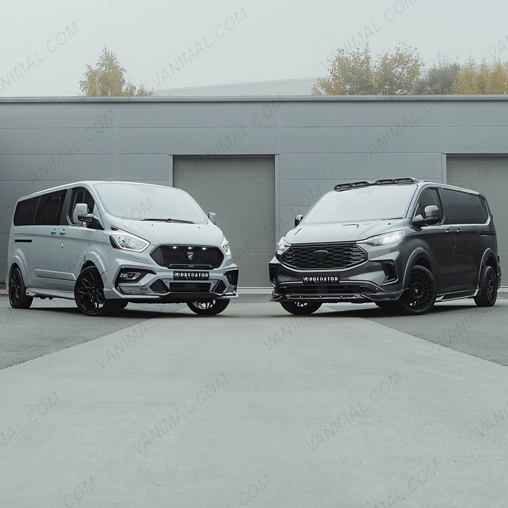 Transit Custom 2018-2023 Predator Body Kit vs Transit Custom 2023- Predator Body Kit - front side angle view 