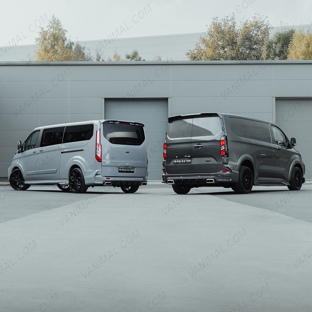 Transit Custom 2018-2023 Predator Body Kit vs Transit Custom 2023- Predator Body Kit - rear side angle view 