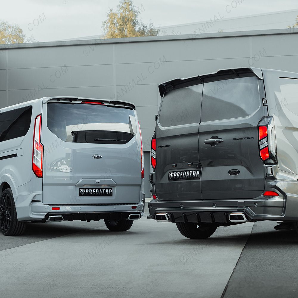 Transit Custom 2018-2023 Predator Body Kit vs Transit Custom 2023- Predator Body Kit - close-up rear side angle view 