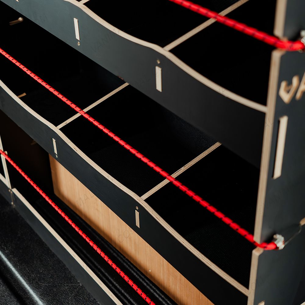 Close-up view of the racking compartments 