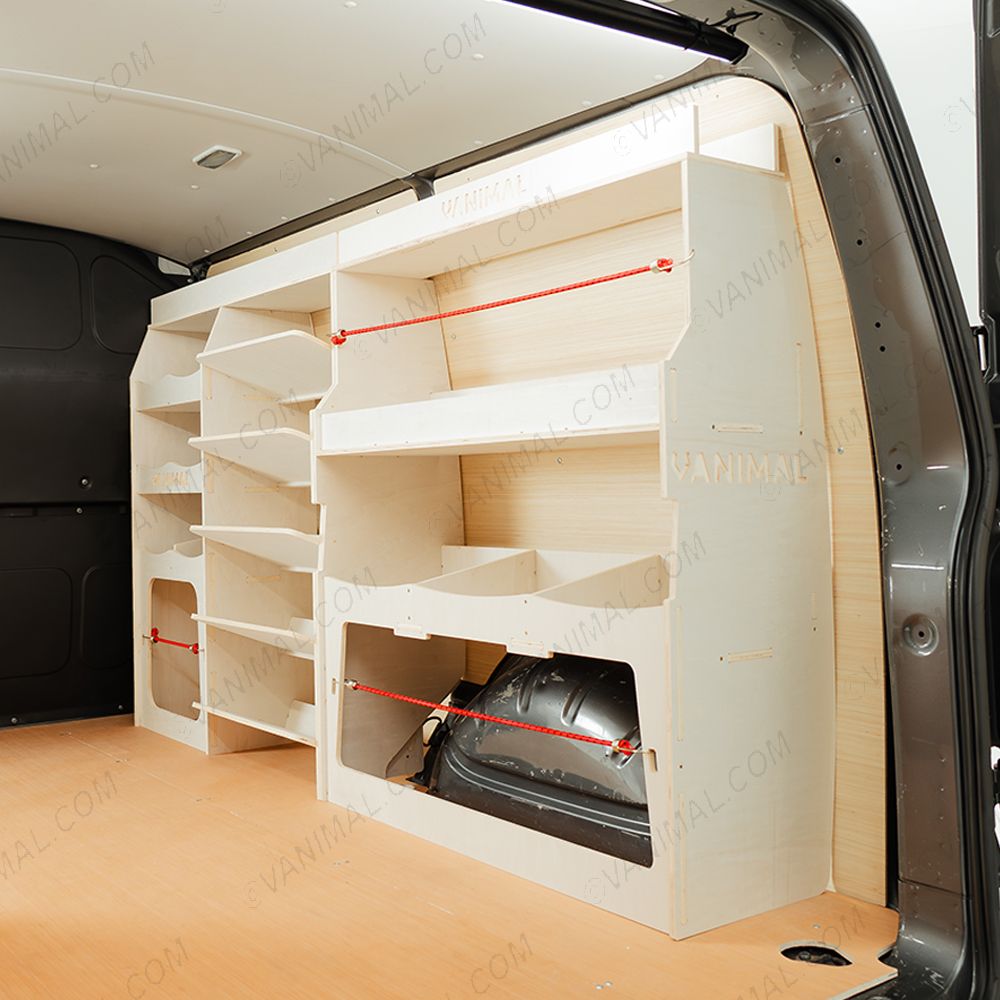 Rear van side angle view of the Fiat Scudo Driver Side Ulti-Rack Van Racking V2