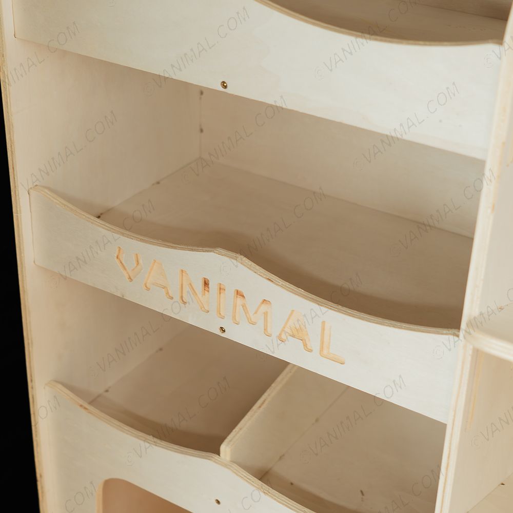 Close-up view of the racking compartments