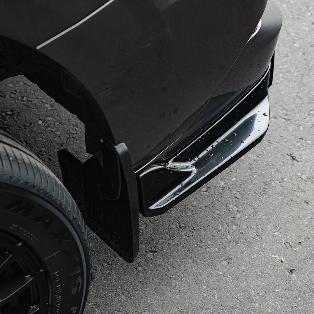 Close-up view of the Ford Transit Custom 2023- Gloss Black Rear Bumper Protector