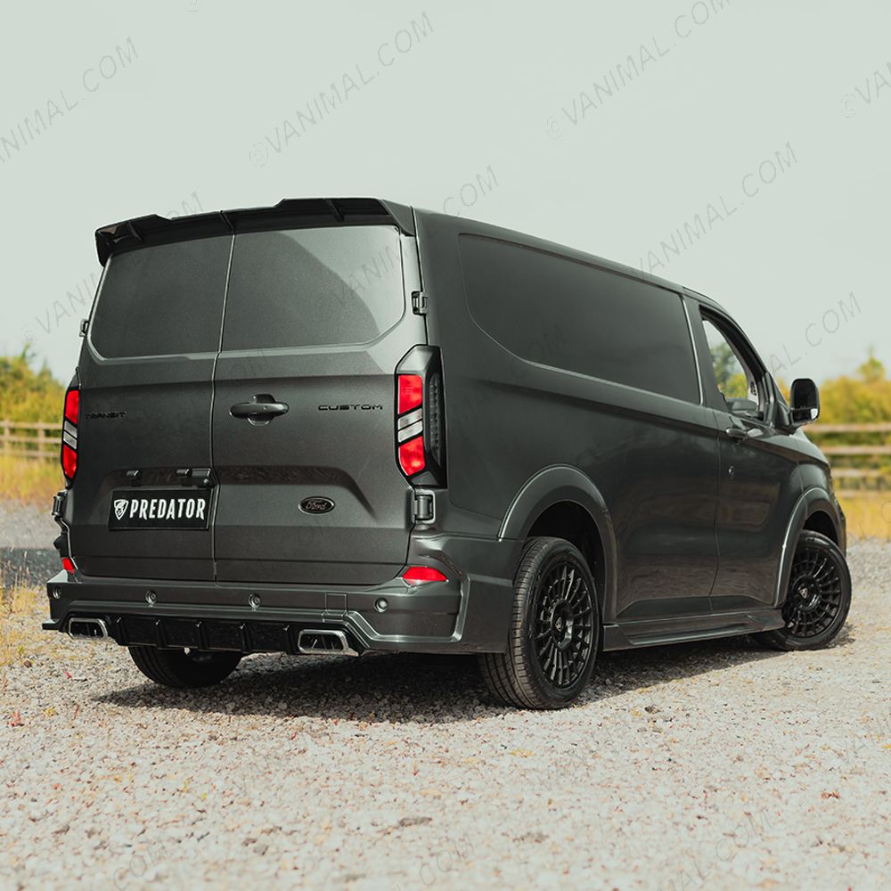 Rear van view of the Ford Transit Custom 2023- Full Predator Body Kit SWB