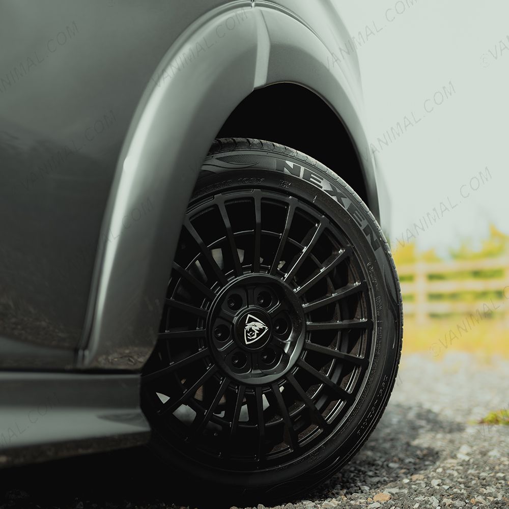 Close-up view of the wheel arches and alloy upgrade