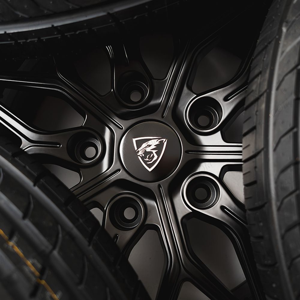 Close-up view of the Predator branding decal