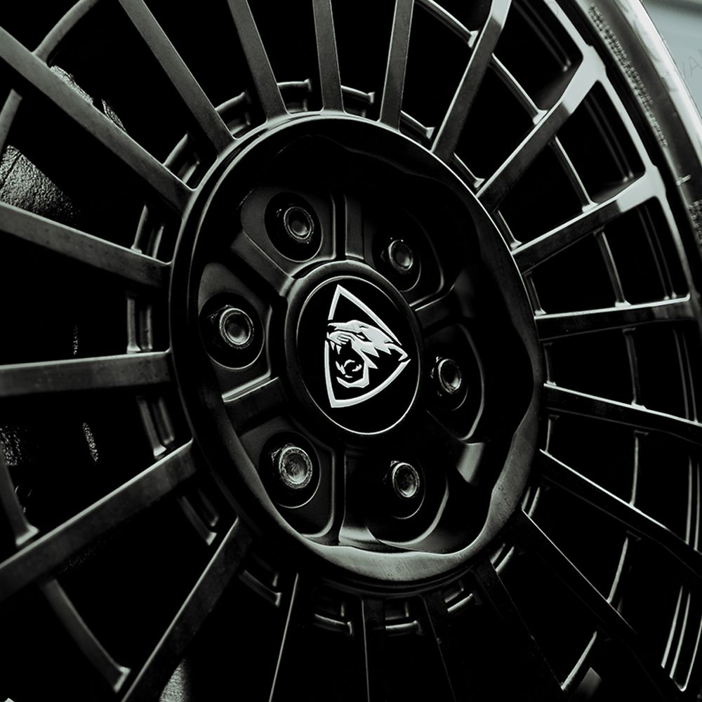 Close-up view of the 18" Predator Iconic Black Alloy Wheel